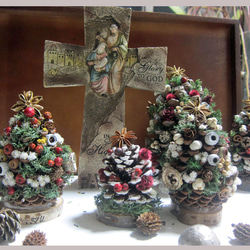 3点セット松ぼっくりのクリスマスツリー　降誕祭　イエスキリスト生誕　ユーカリ 4枚目の画像