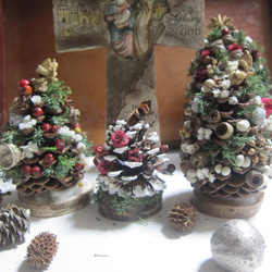 3点セット松ぼっくりのクリスマスツリー　降誕祭　イエスキリスト生誕　ユーカリ 1枚目の画像