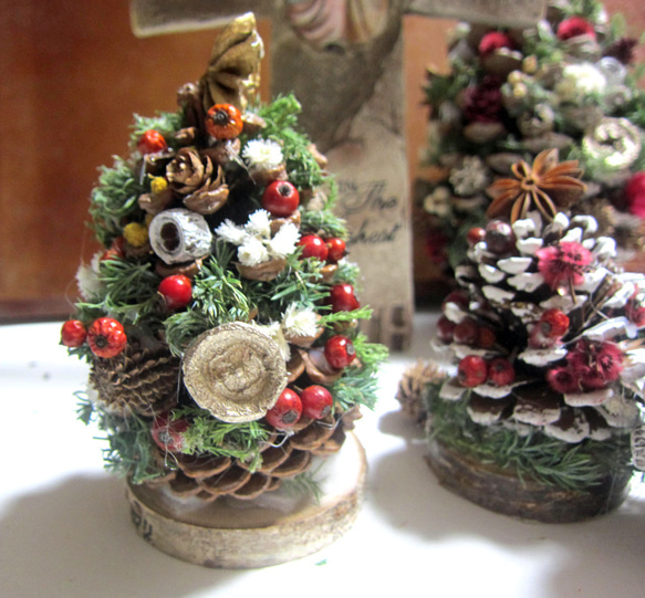 3点セット松ぼっくりのクリスマスツリー　降誕祭　イエスキリスト生誕　ユーカリ 2枚目の画像