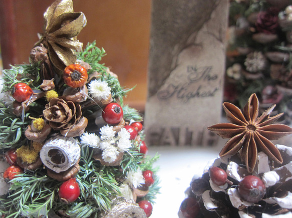 3点セット松ぼっくりのクリスマスツリー　降誕祭　イエスキリスト生誕　ユーカリ 3枚目の画像