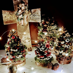 3点セット松ぼっくりのクリスマスツリー　降誕祭　イエスキリスト生誕　ユーカリ 8枚目の画像