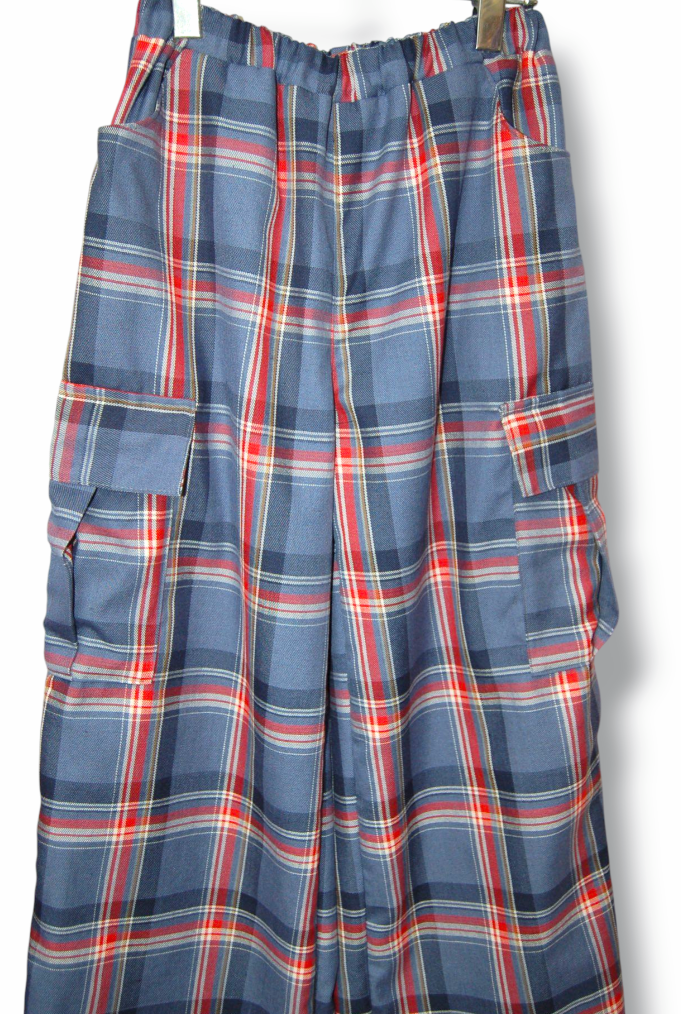 裏地付き　タータンチェックカーゴワイドパンツ