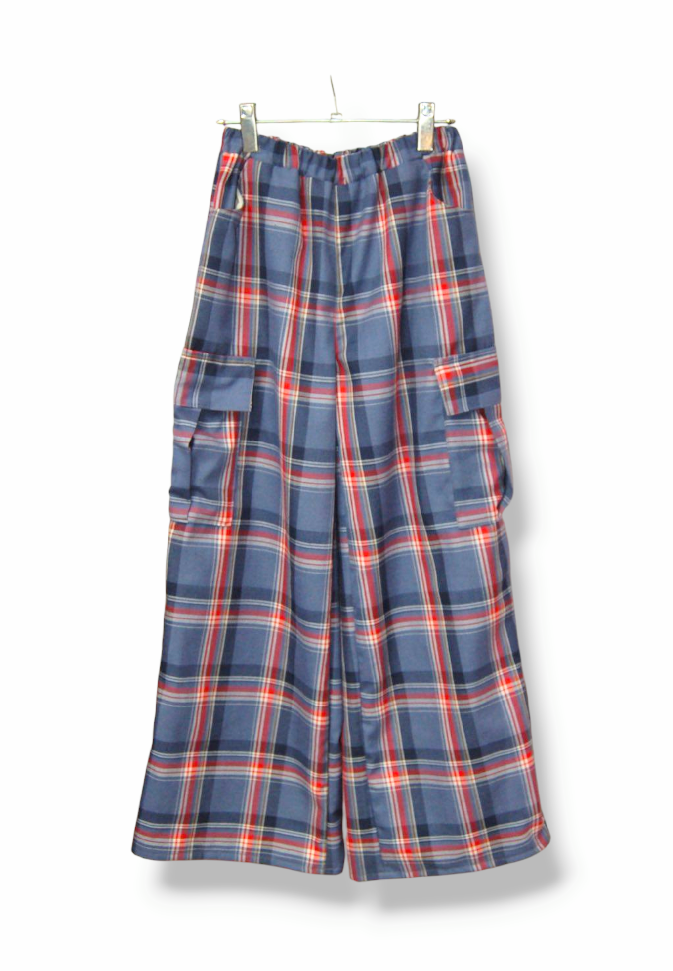 裏地付き　タータンチェックカーゴワイドパンツ