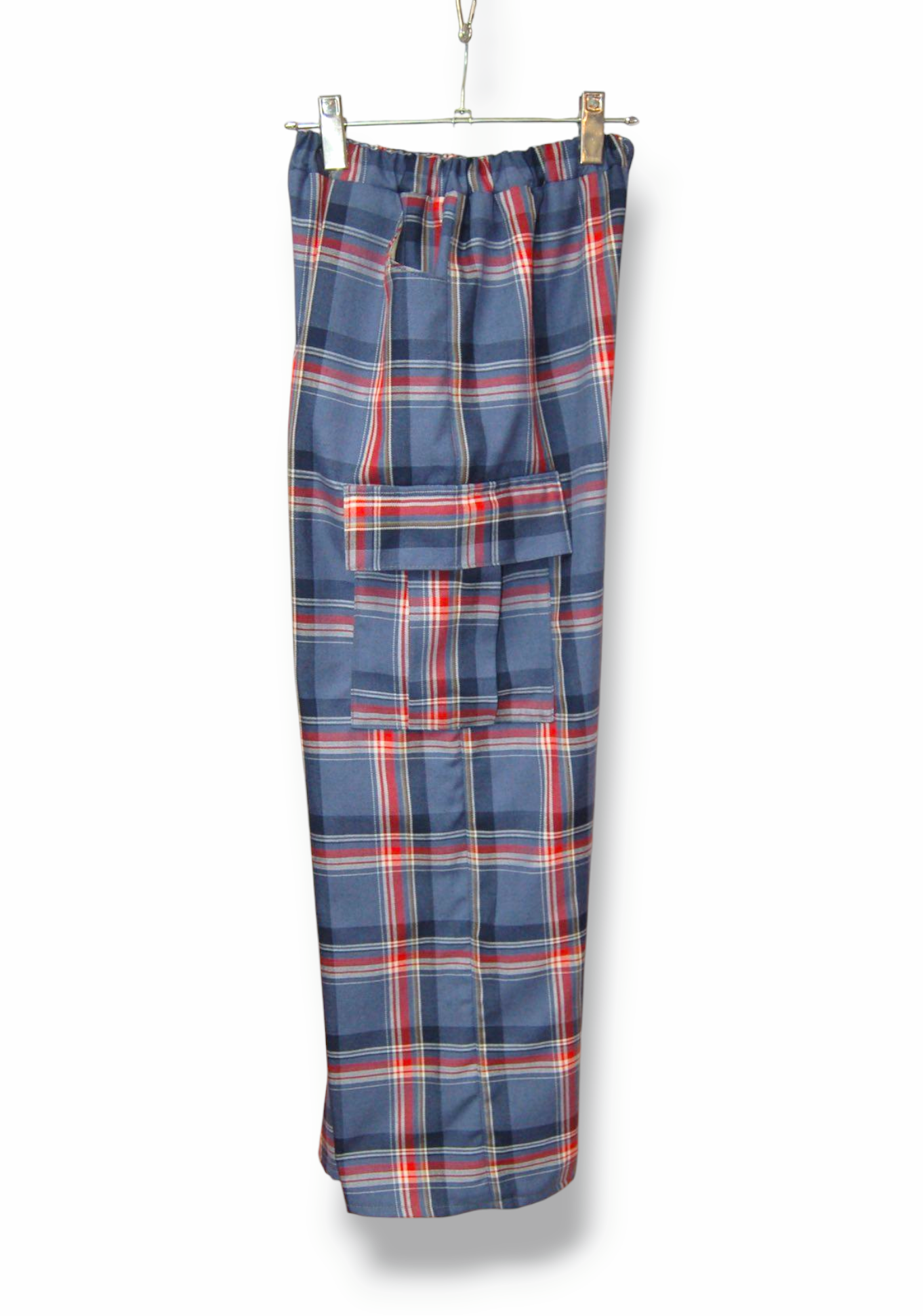 裏地付き　タータンチェックカーゴワイドパンツ