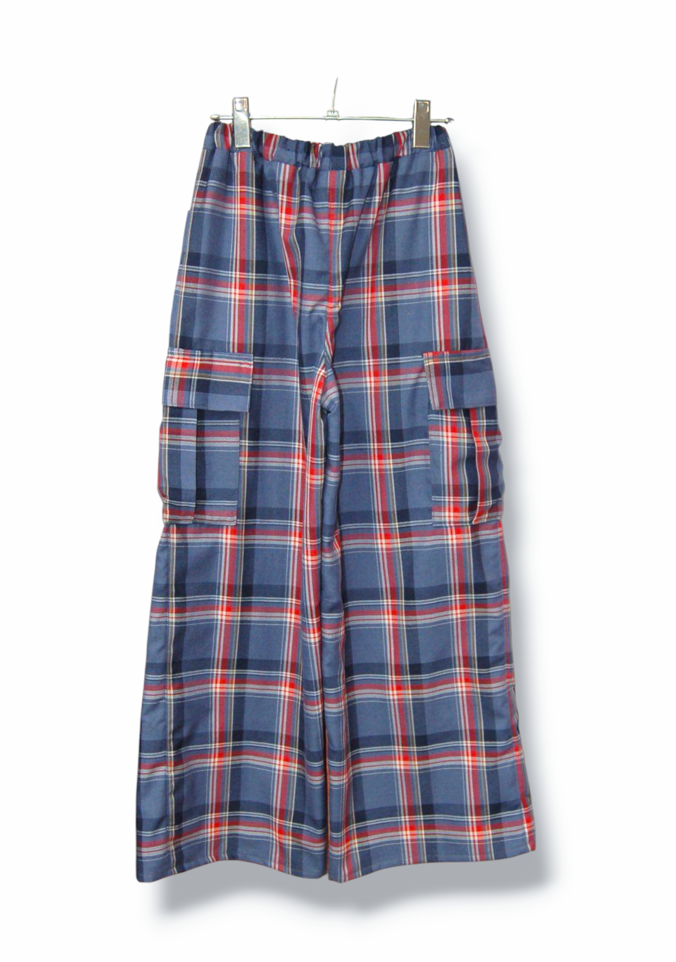 裏地付き　タータンチェックカーゴワイドパンツ