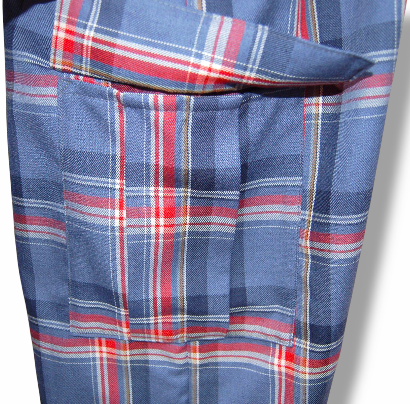 裏地付き　タータンチェックカーゴワイドパンツ