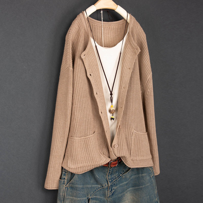 レディース ニットカーディガン サイドスリット コットン 長袖 アウター トップス