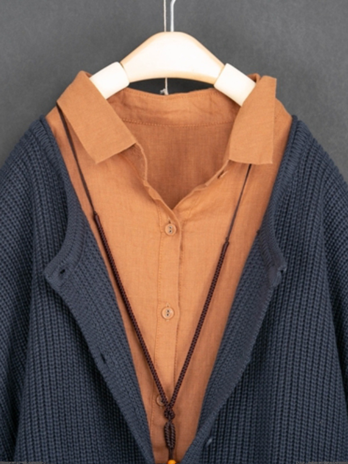 レディース ニットカーディガン サイドスリット コットン 長袖 アウター トップス