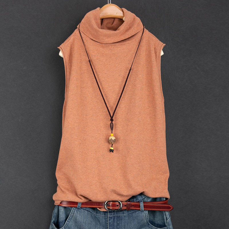 レディース タートルネック ニットベスト ノースリーブ インナー トップス