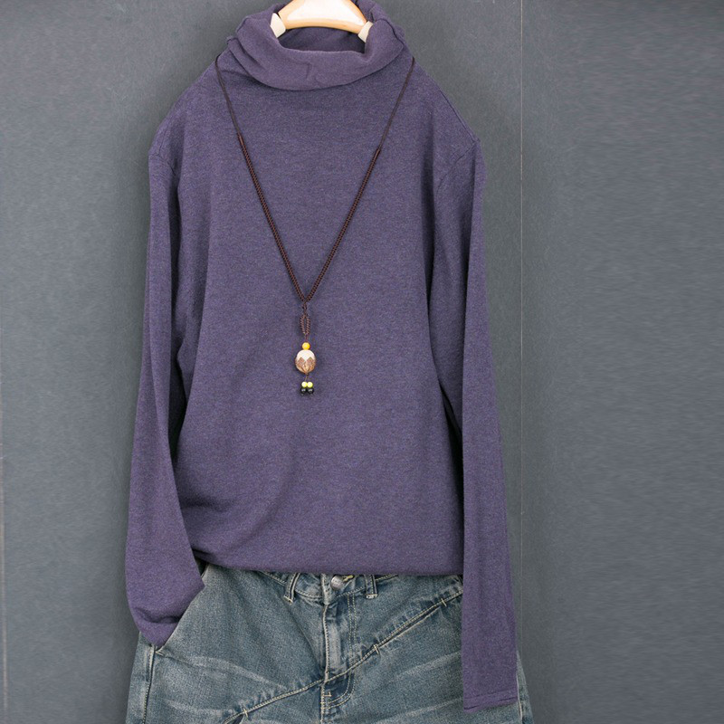 レディース タートルネック ニット コットン 長袖 インナー トップス