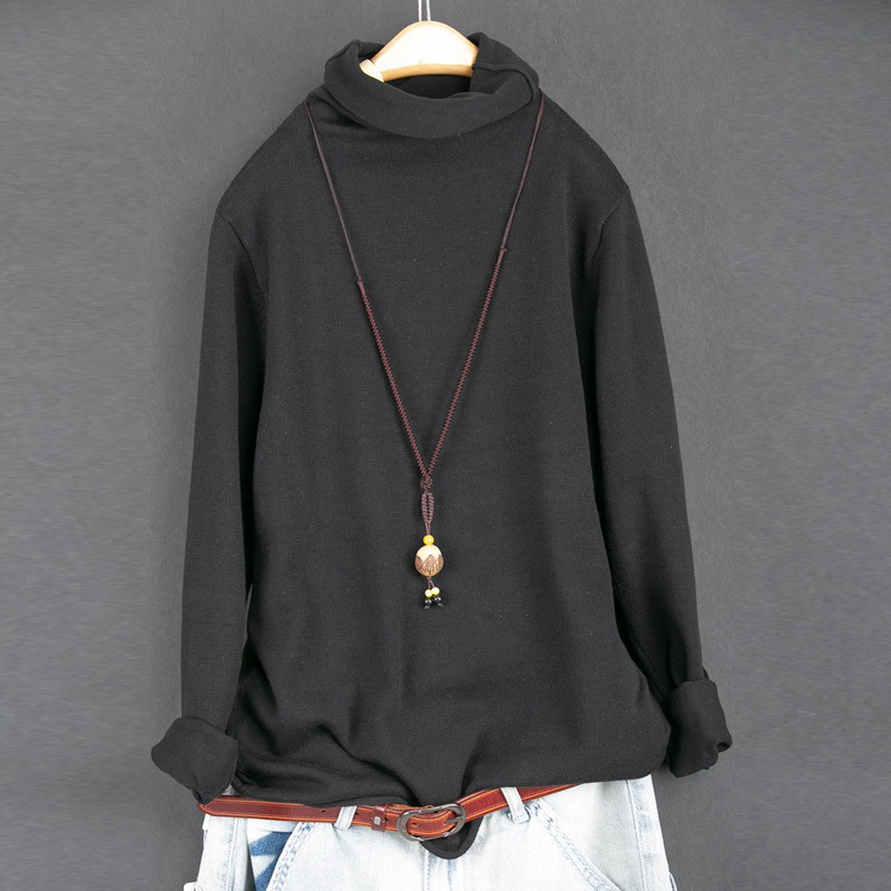 レディース タートルネック ニット コットン 長袖 インナー トップス