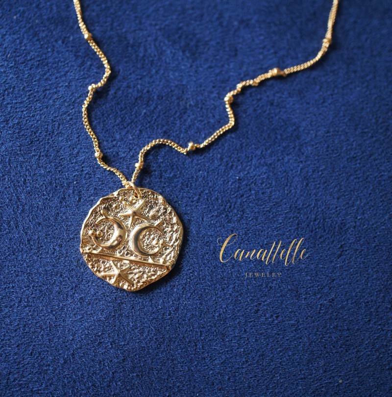 《 特集掲載品 》14kgf アストロロジー・メダリオン・ロングネックレス ~astrology~ （５０ｃｍ）