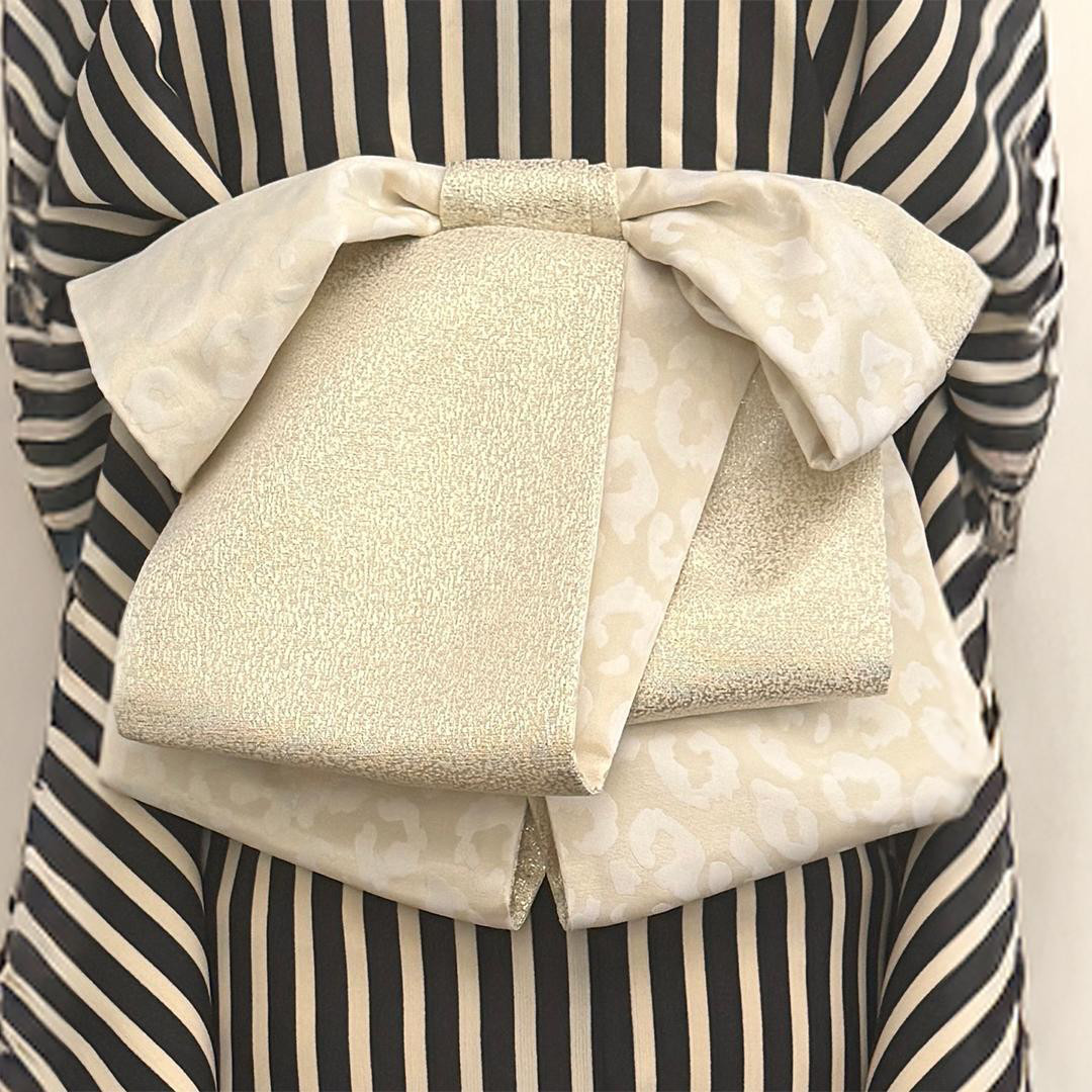 半幅帯 【サヴァンナ・ムーン】 半幅兵児帯 大人の半幅へこ帯 リバーシブル 白 ラメ