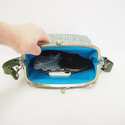 インポートファブリック×グリーンブレンドがまぐち2wayショルダーバッグ｜ナチュラル｜ ツイード風生地｜軽量バッグ 6枚目の画像