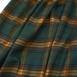 【即納】播州織 高品質 ネルチェック ギャザースカート（エバーグリーン）両面起毛 2枚目の画像