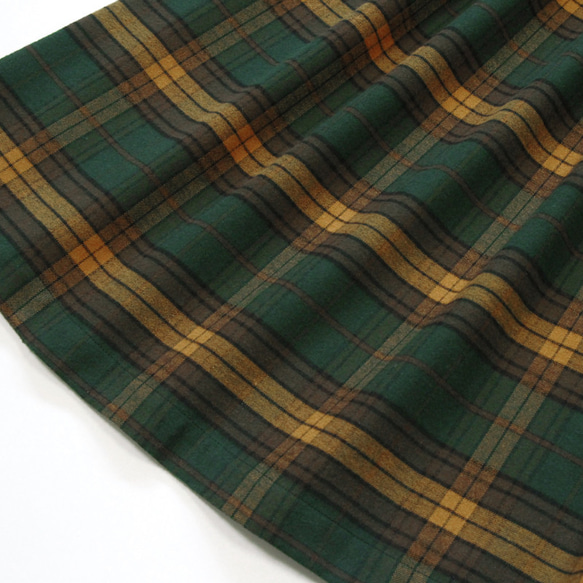 【即納】播州織 高品質 ネルチェック ギャザースカート（エバーグリーン）両面起毛 11枚目の画像