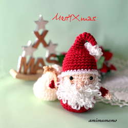ハンドメイド　クリスマス　編みぐるみ　置物　インテリア　オブジェ イベントシリーズ12月】クリスマス置き飾り サンタ&トナカイ かぎ針
