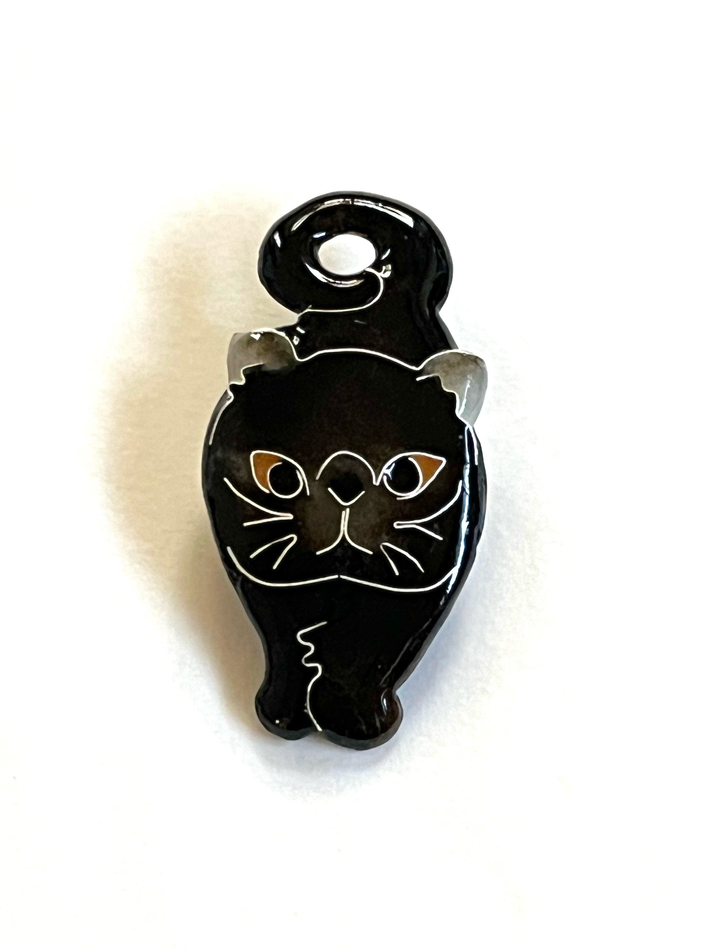 七宝焼　エキゾチックショートヘア猫さんブローチ