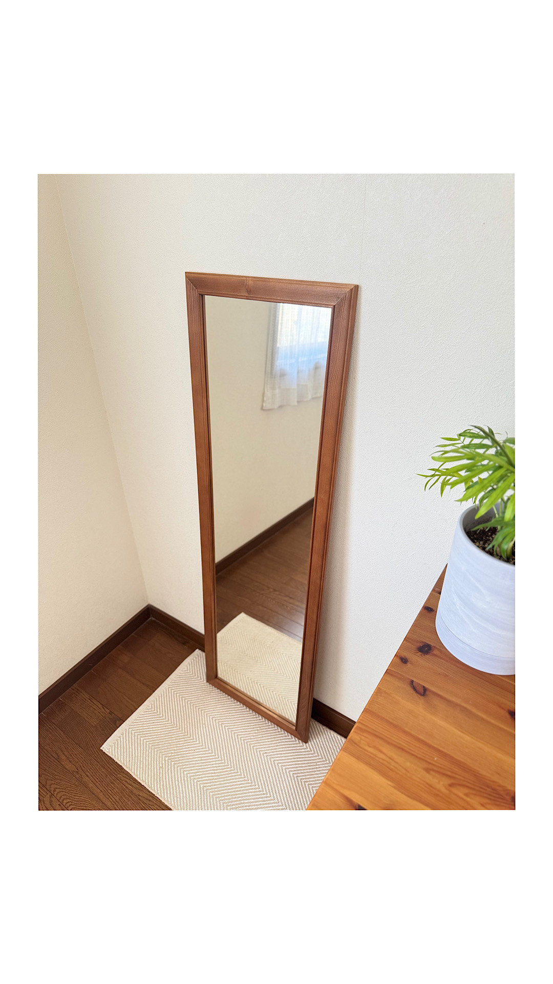 new【日本製】kawaraデザイン　アンティーク調ミラー　全身鏡　姿見　立て掛けミラー