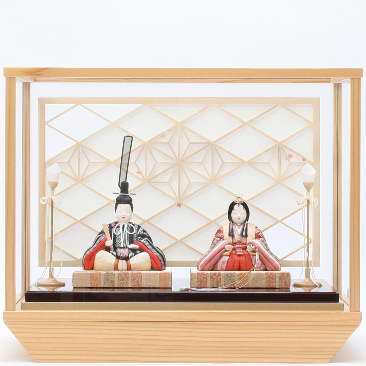 雛人形｜コンパクト｜おしゃれ｜モダン｜インテリア｜おすすめ｜収納｜作家｜木目込親王ケース飾り 清雅雛 正絹博多織　黒赤