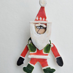 『じいじ、じーっ』クリスマスブローチ　クリスマスツリー　オーナメント　緑ベスト 2枚目の画像