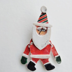 『じいじ、じーっ』クリスマスブローチ　クリスマスツリー　オーナメント　ストライプ 2枚目の画像