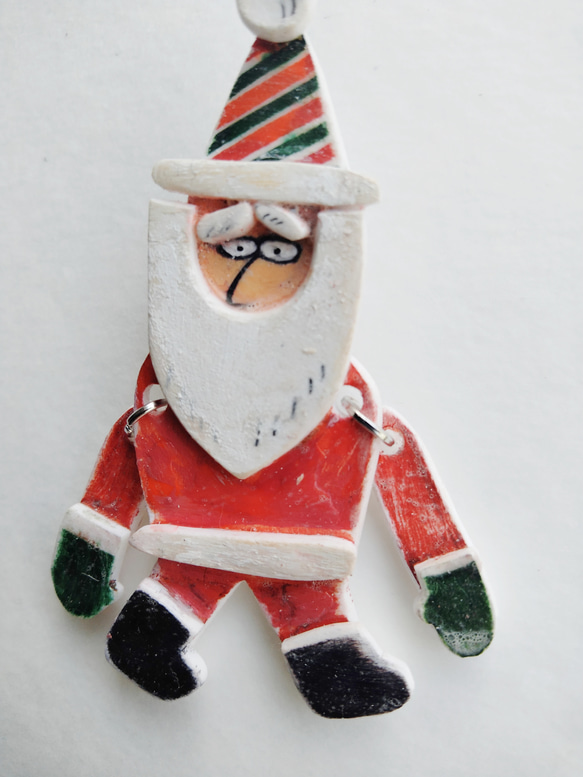 『じいじ、じーっ』クリスマスブローチ　クリスマスツリー　オーナメント　ストライプ 1枚目の画像