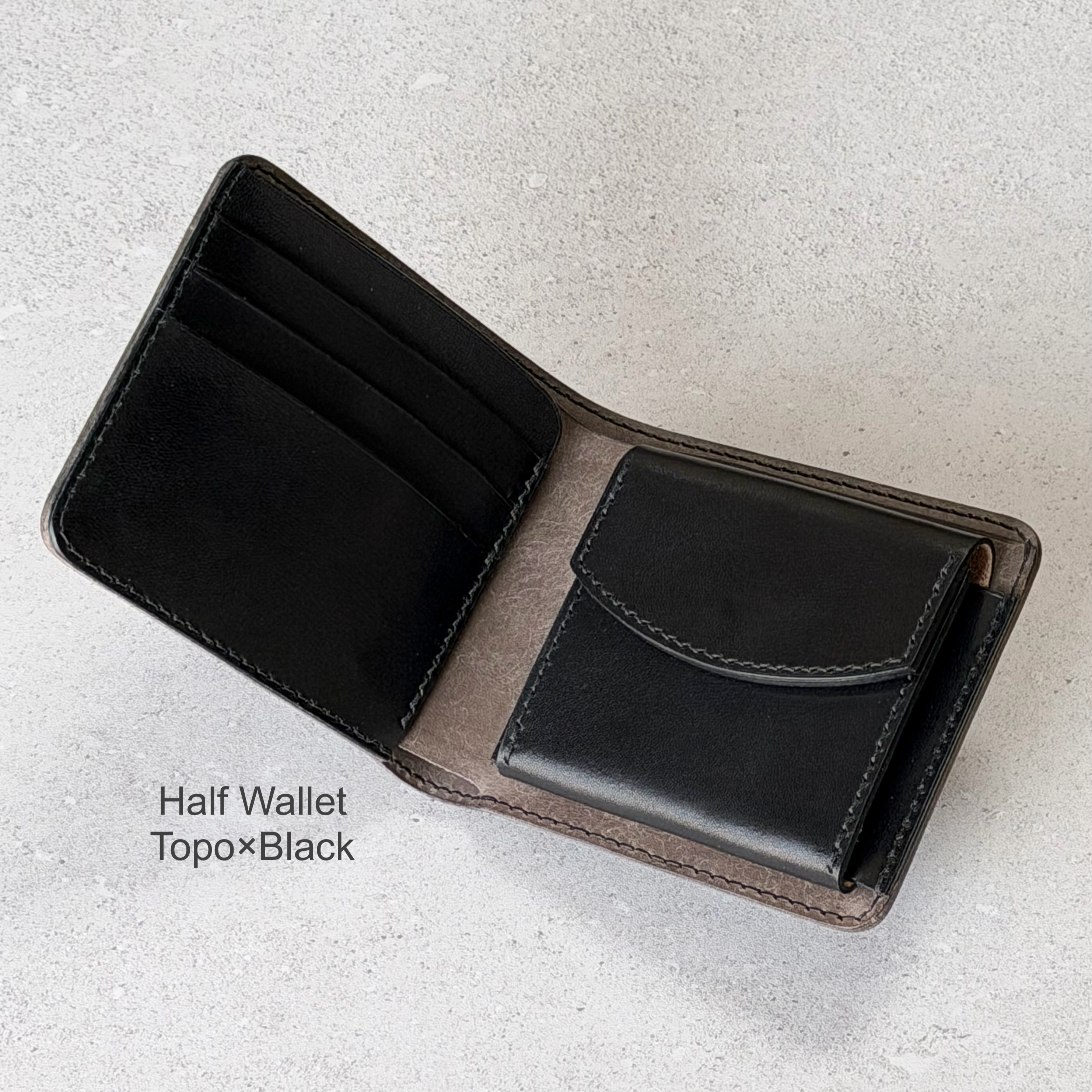 ハーフウォレット/トッポ×ブラック/二つ折り財布