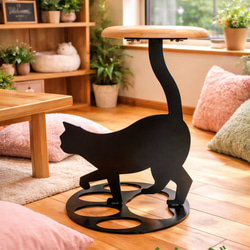 ⭐︎スチール サイドテーブル(お散歩) 猫 シルエット 家具 インテリア