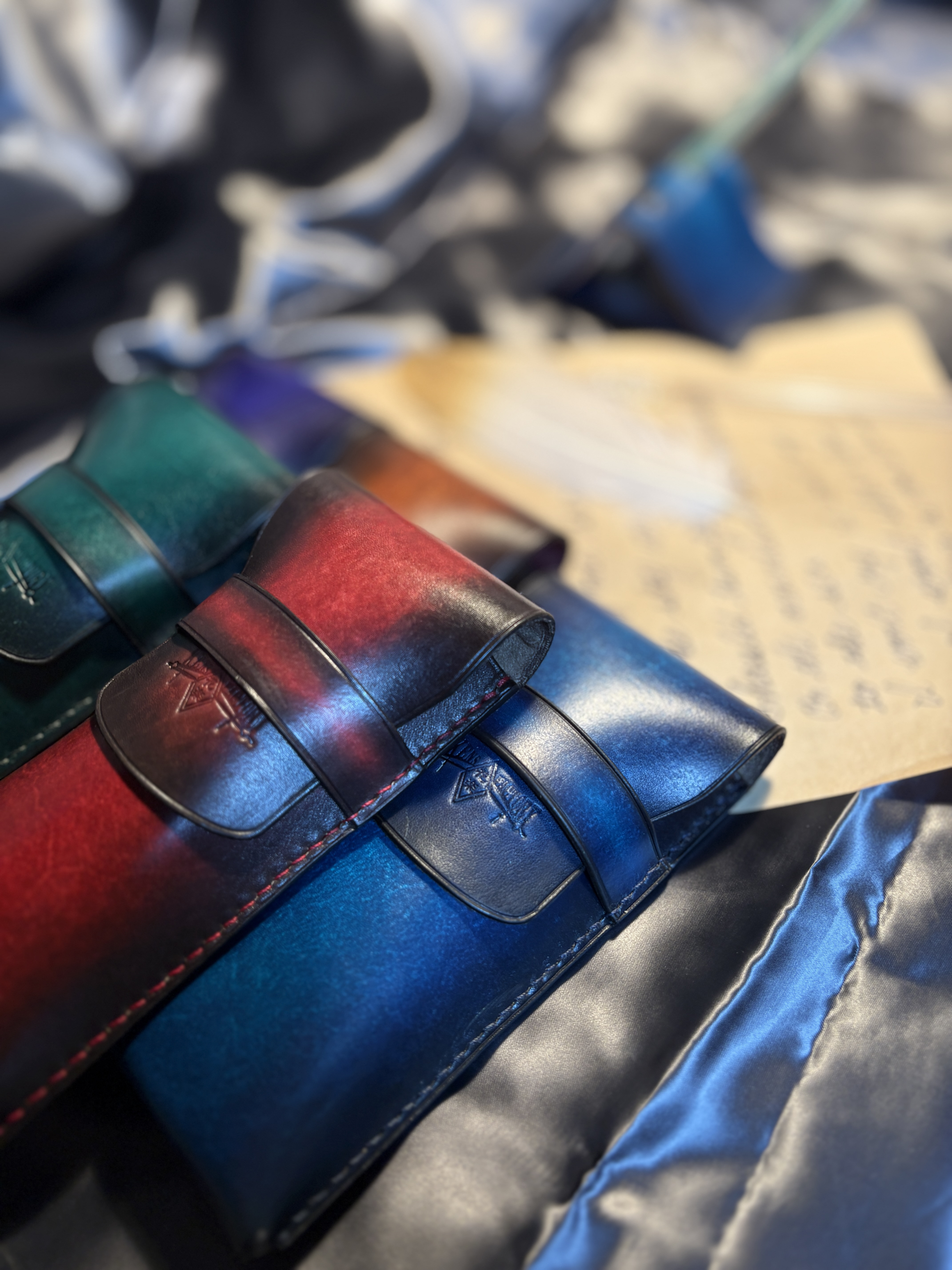 アンティーク染め　眼鏡ケース/ブラウンアンティーク　/レザー/手染め/