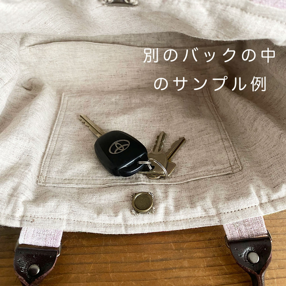 残1点⭐️4点売れました⭐️《フランス リネン》2way 花 北欧 キャメル 小柄 革 トート 手提げ ショルダーバック 7枚目の画像