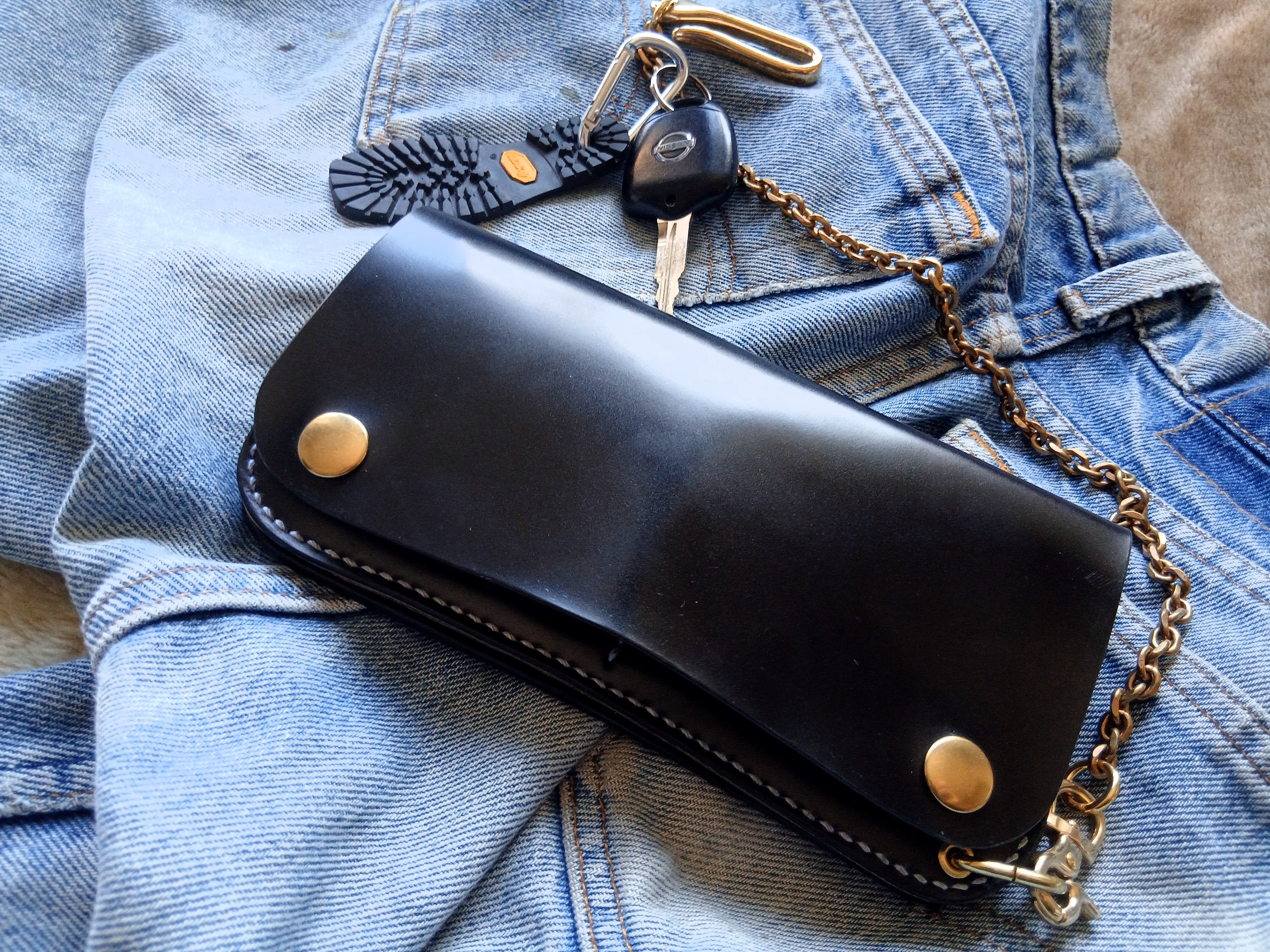 Longトラッカーウォレット オイルコードバン 新喜皮革 受注生産