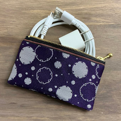 畳縁　硬幣錢包　名片夾　雪環圖案　日式風格　紫色的 第5張的照片