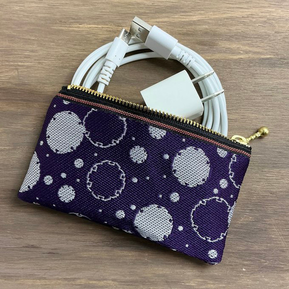 畳縁　硬幣錢包　名片夾　雪環圖案　日式風格　紫色的 第5張的照片