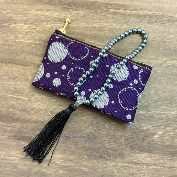 畳縁　硬幣錢包　名片夾　雪環圖案　日式風格　紫色的 第6張的照片