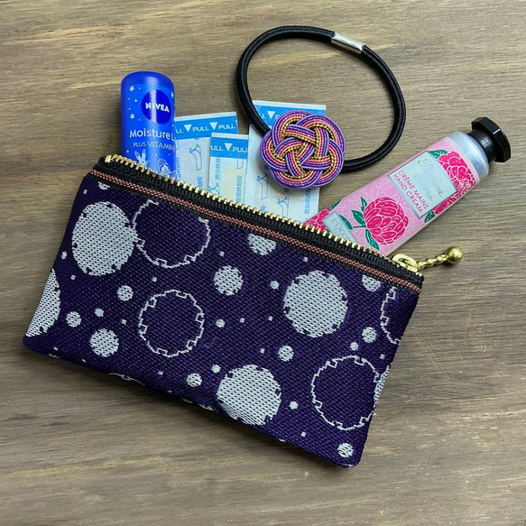 畳縁　硬幣錢包　名片夾　雪環圖案　日式風格　紫色的 第1張的照片