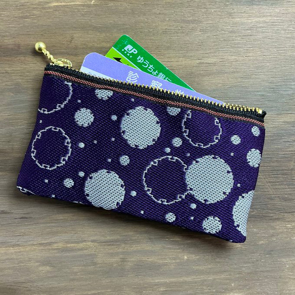 畳縁　硬幣錢包　名片夾　雪環圖案　日式風格　紫色的 第2張的照片