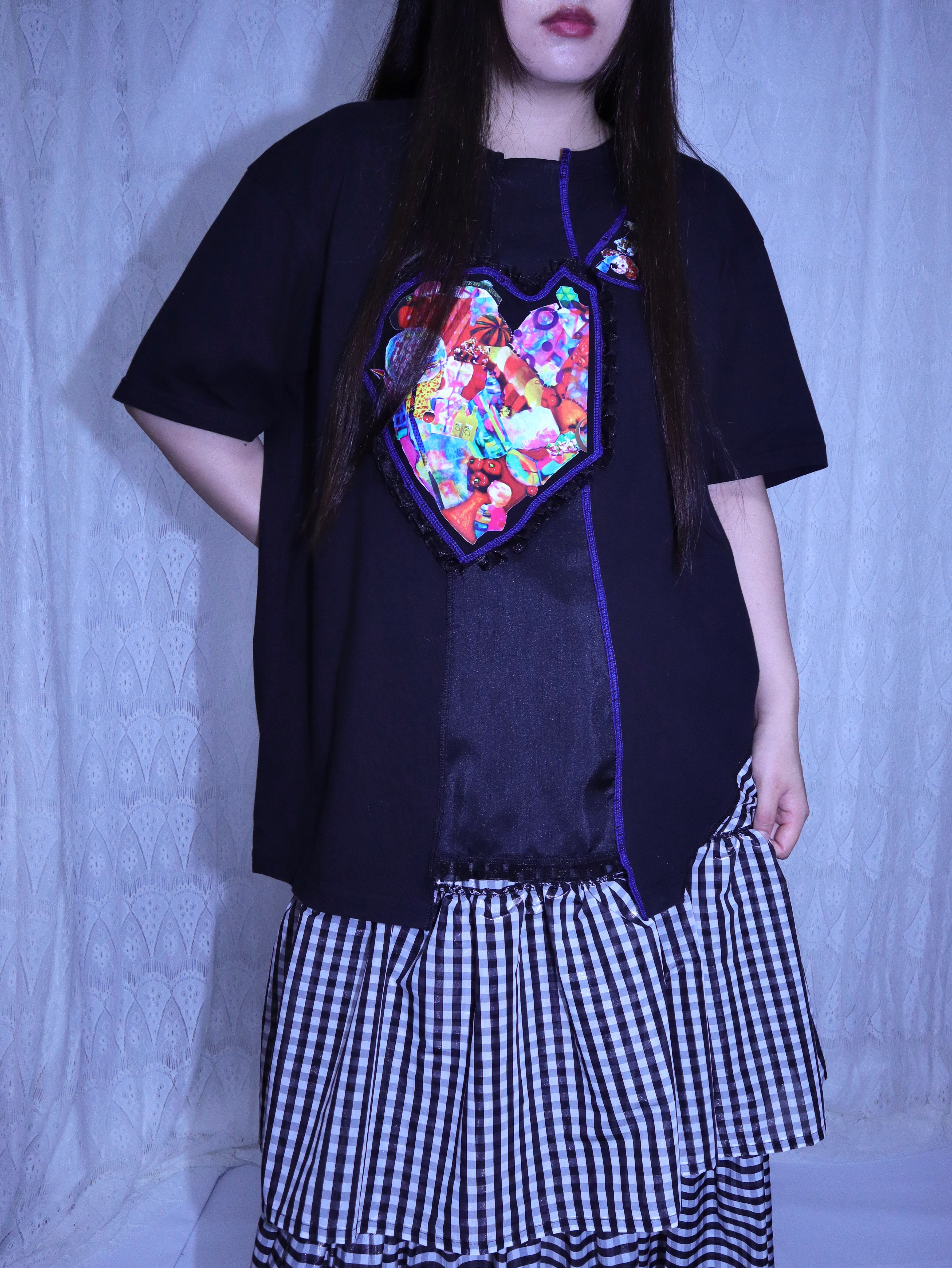 プリントコラボリメイクTEE9015黒MEIKEIINハンドメイド