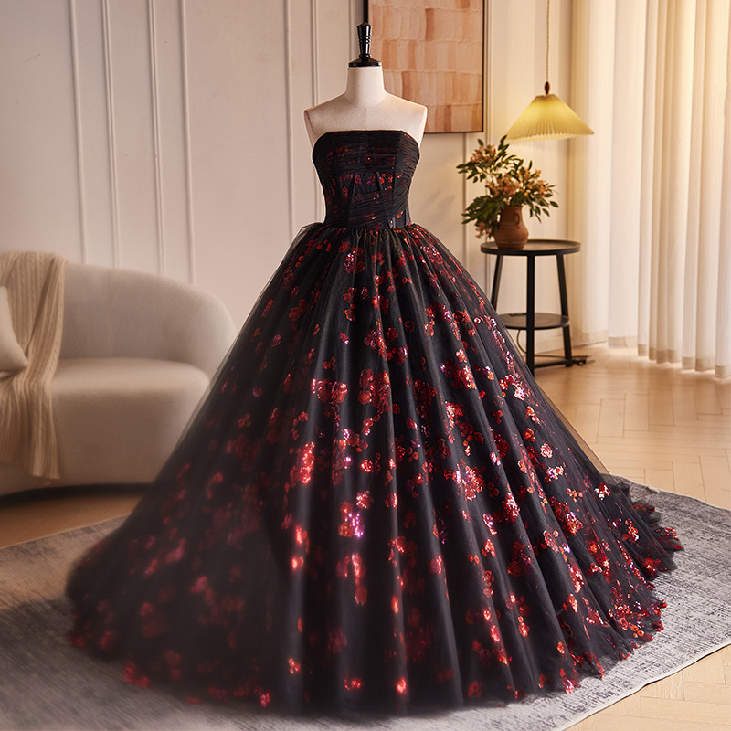 豪華 赤 ふわふわ ウェディングドレス プリンセス 高級感 花嫁 成人式 演奏会 二次会 前撮り 披露宴 08783