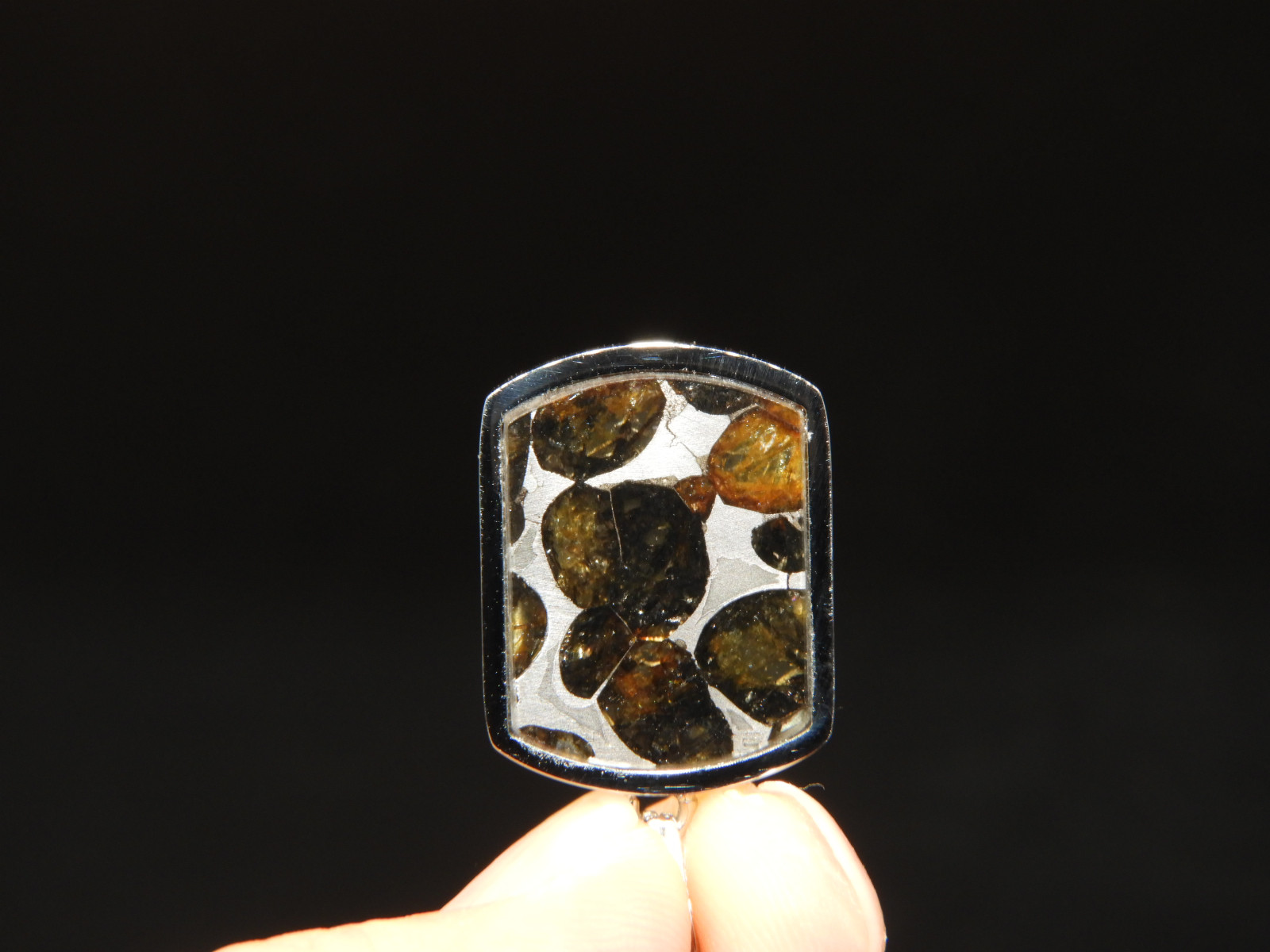 新作！宇宙の記憶！ロシア産の超貴重なパラサイト隕石のペンダントトップ！天然石　１０