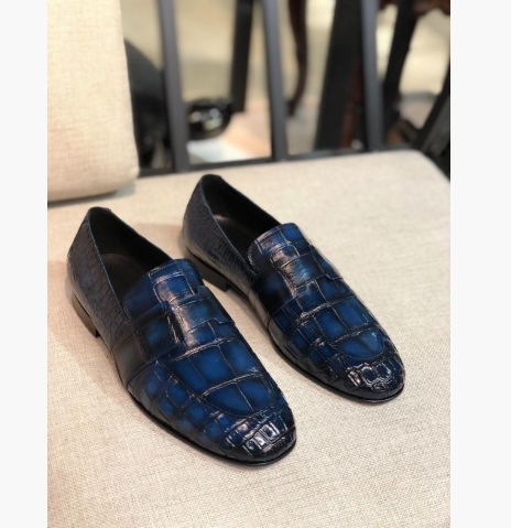ワニ革 メンズシューズ スリッポン 紳士靴 レザー 皮靴 24~27cm モカシン ローファー カジュアルシューズ 幅広
