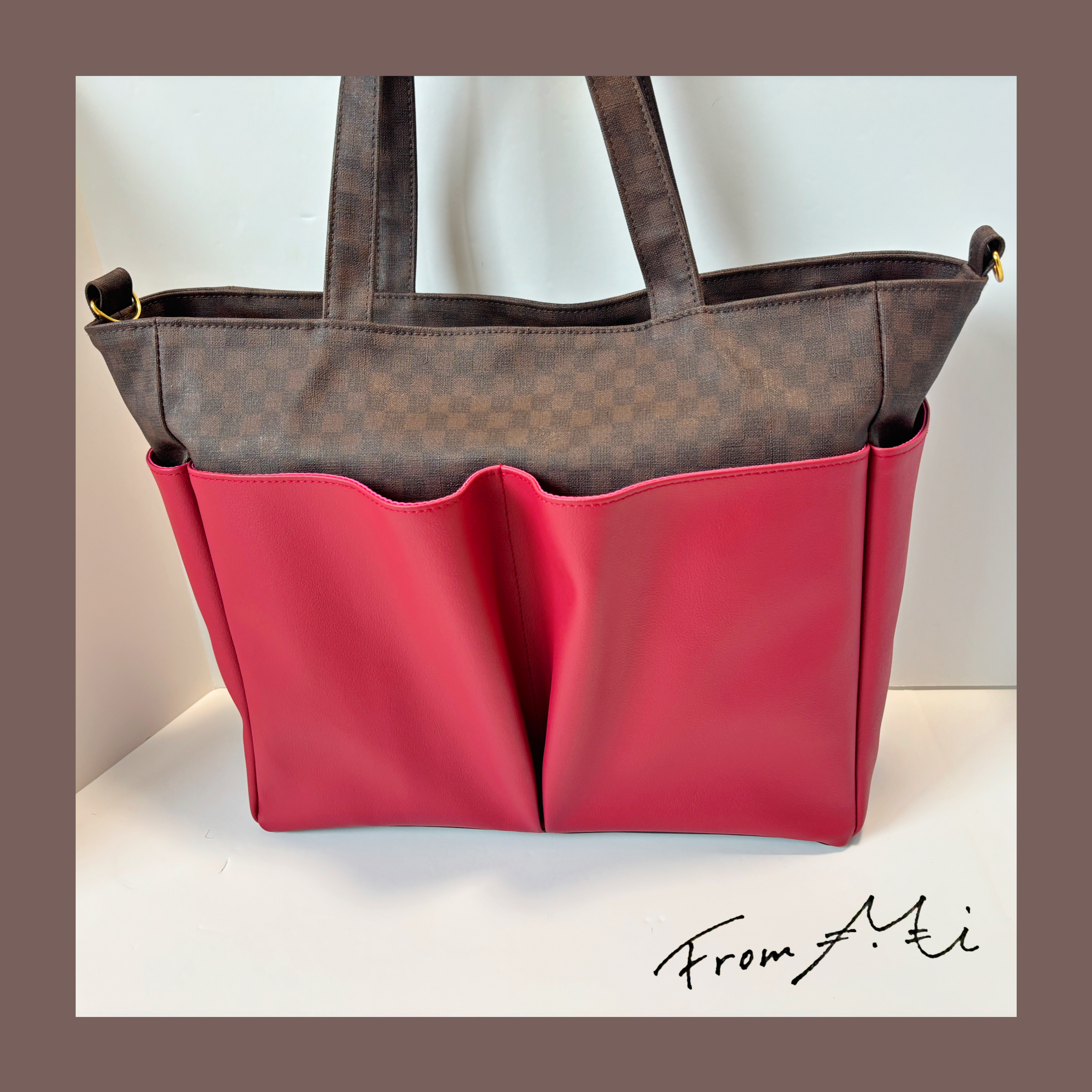 【︎✿バイカラー×レザートート︎︎︎‪✿】A4サイズ対応・通勤バッグ・マザーズバッグ