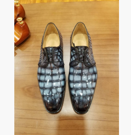 クロコダイル ワニ革 本革 目地染 24~27cm レザー ローファー スリッポン メンズ ビジネスシューズ モカシン