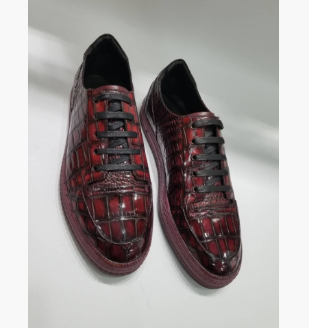 ワニ革保証 本革 24~27cm 目地染め スニーカー スポーツ メンズシューズ スリッポン 色選択可  靴