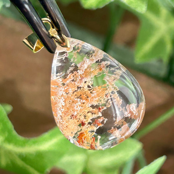 ～運気を上げる～ガーデンクォーツ オレンジベージュ　高透明　シルバー925　天然石ペンダントトップ 4枚目の画像