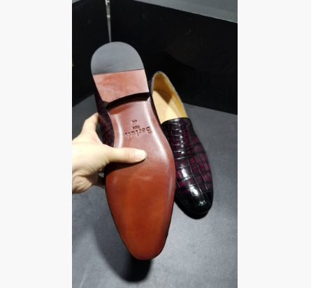 職人手染め※26cm 24-27cm クロコダイル ローファー スリッポン モカシン メンズ ワニ革 シューズ レザー