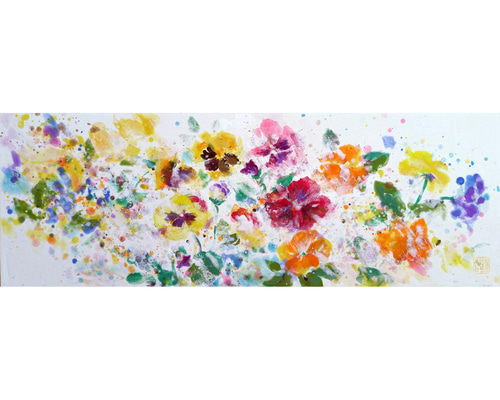 印象派風 クレヨン画 花の絵 4点セット bcf79c1566d1d11e9314486932f0c1