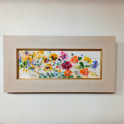 日本画 花の絵「pansy」岩絵具 印象派 絵画 Kenro Art 通販 20093616