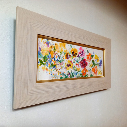 日本画 花の絵「pansy」岩絵具 印象派 絵画 Kenro Art 通販 20093616