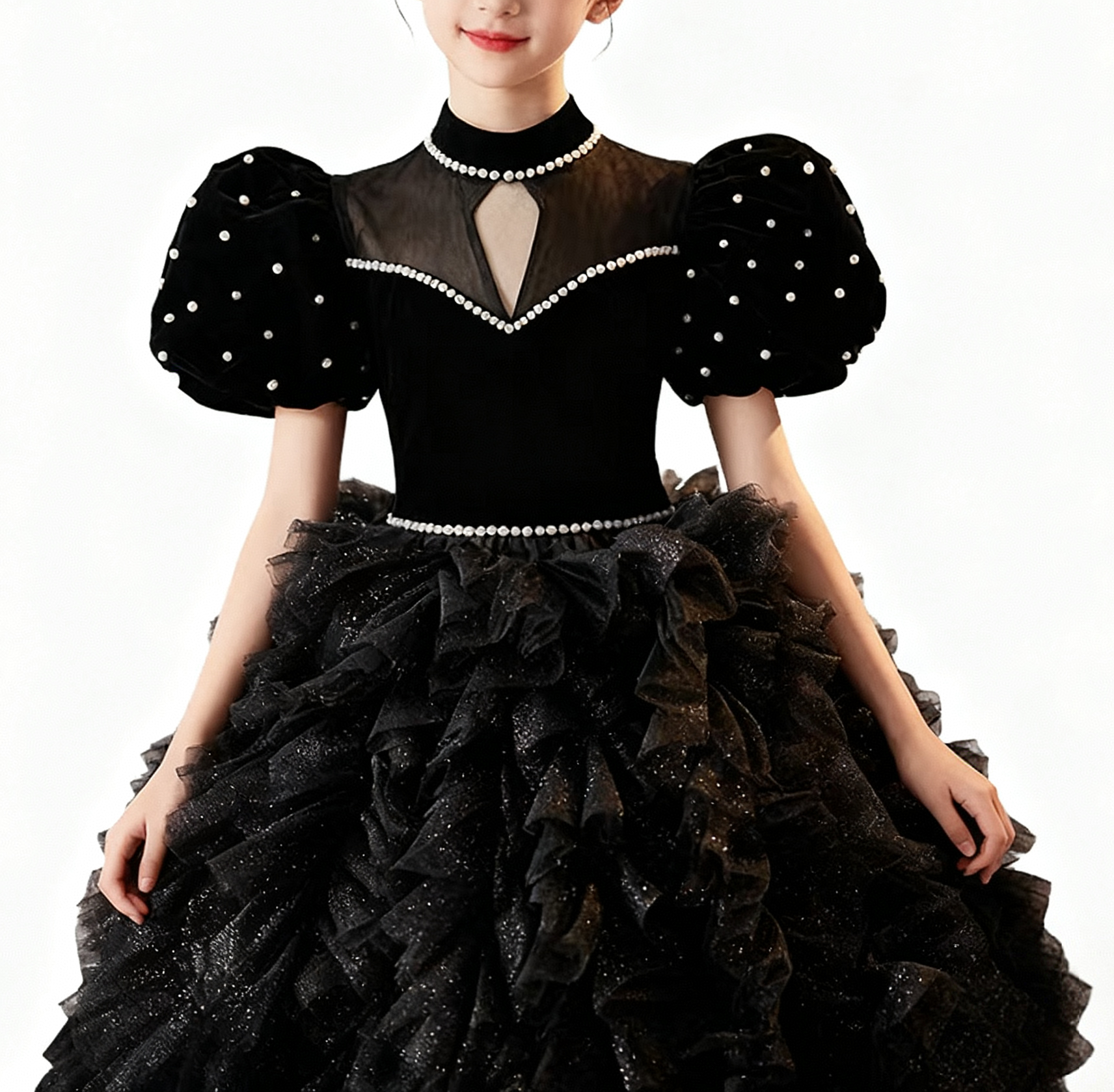 子供ドレス 女の子 ジュニア ゴシックロリータ 黒 パーティードレス 10代 文化祭用 誕生日 子供向けの舞台公演